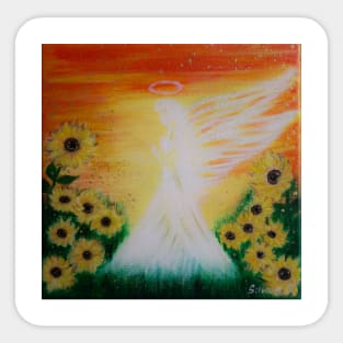 Angel in the sunflower field Sticker